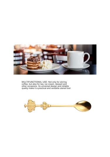 Yaozixa Altın Renkli Çift Taç Desenli Paslanmaz Çelik Kaşık - Kahve, Çay, Tatlı İçin Çok Amaçlı Ve Dayanıklı Diğer