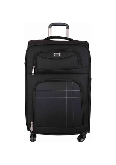 Bagacar Ultra Hafif Körüklü Kumaş Büyük Boy Valiz Siyah