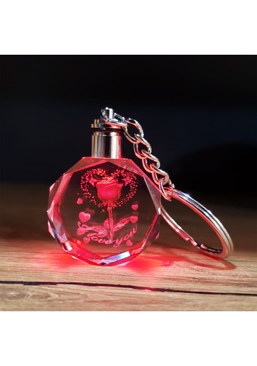 River World Anahtarlık Renk Değiştiren I Love You Gül Tasarım