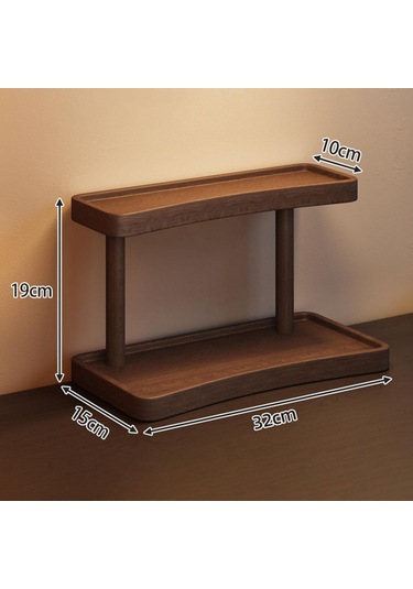Homyl Ahşap Yükseltici Sergileme Rafı Düzenleyici 2 Katmanlı Kahverengi