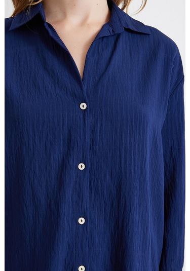 Paralel Çizgili Gömlek Lacivert Lacivert