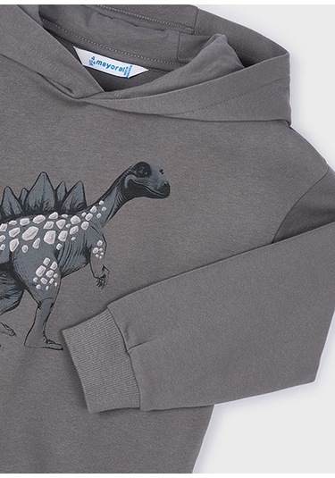 Mayoral Gri Erkek Çocuk Dinazor Baskılı Kapüşonlu Sweatshirt 4407 Gri