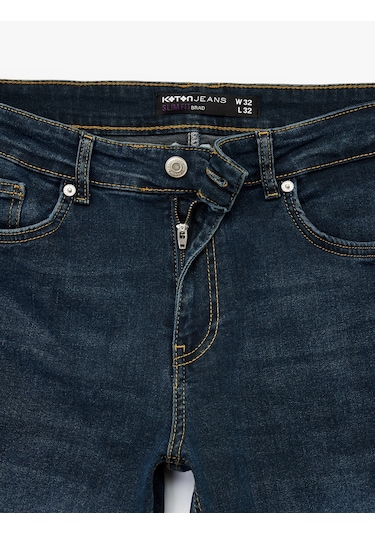 Koton Pamuklu Normal Bel Slim Fit Jean Pantolon - Brad Jean İndigo Stone 6wam40035nd İndigo - Taş
