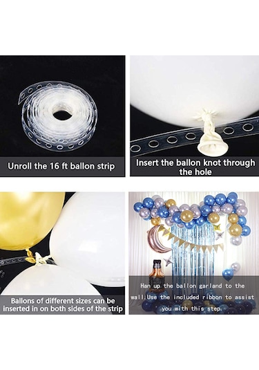 Moveevo 87 Parça Viski Balon Dekor Seti - Mavi Renkli Parti Süsleri Ve Zincirler