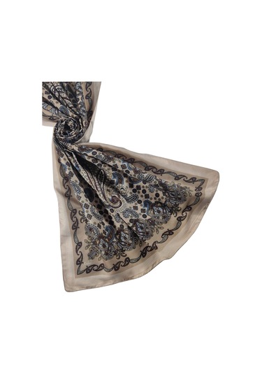 Enba Etnik Desenli Soft Pamuklu Şal 75x190 Cm Krem