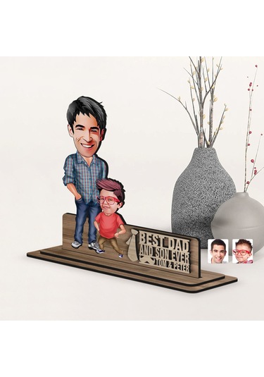 Bk Gift Kişiye Özel 3d Kabartma İsimli Baba-oğul Karikatürlü Ahşap Biblo-6, Babaya Hediye, Babalar Günü Hediyeleri Kobitmeyen138205 Bk Gift