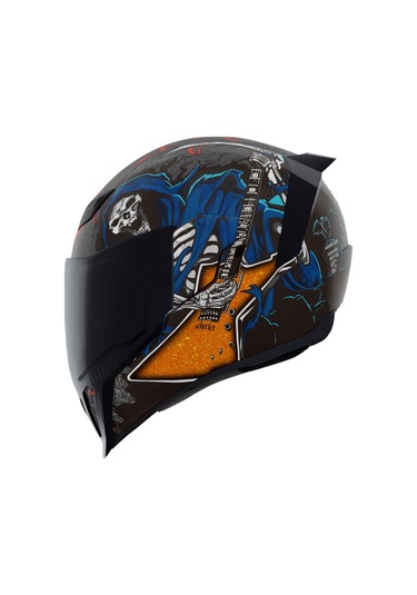 Icon Airflite Trick Or Street 4 Kapalı Motosiklet Kaskı Siyah Mavi Turuncu Kırmızı Siyah - Mavi - Kırmızı
