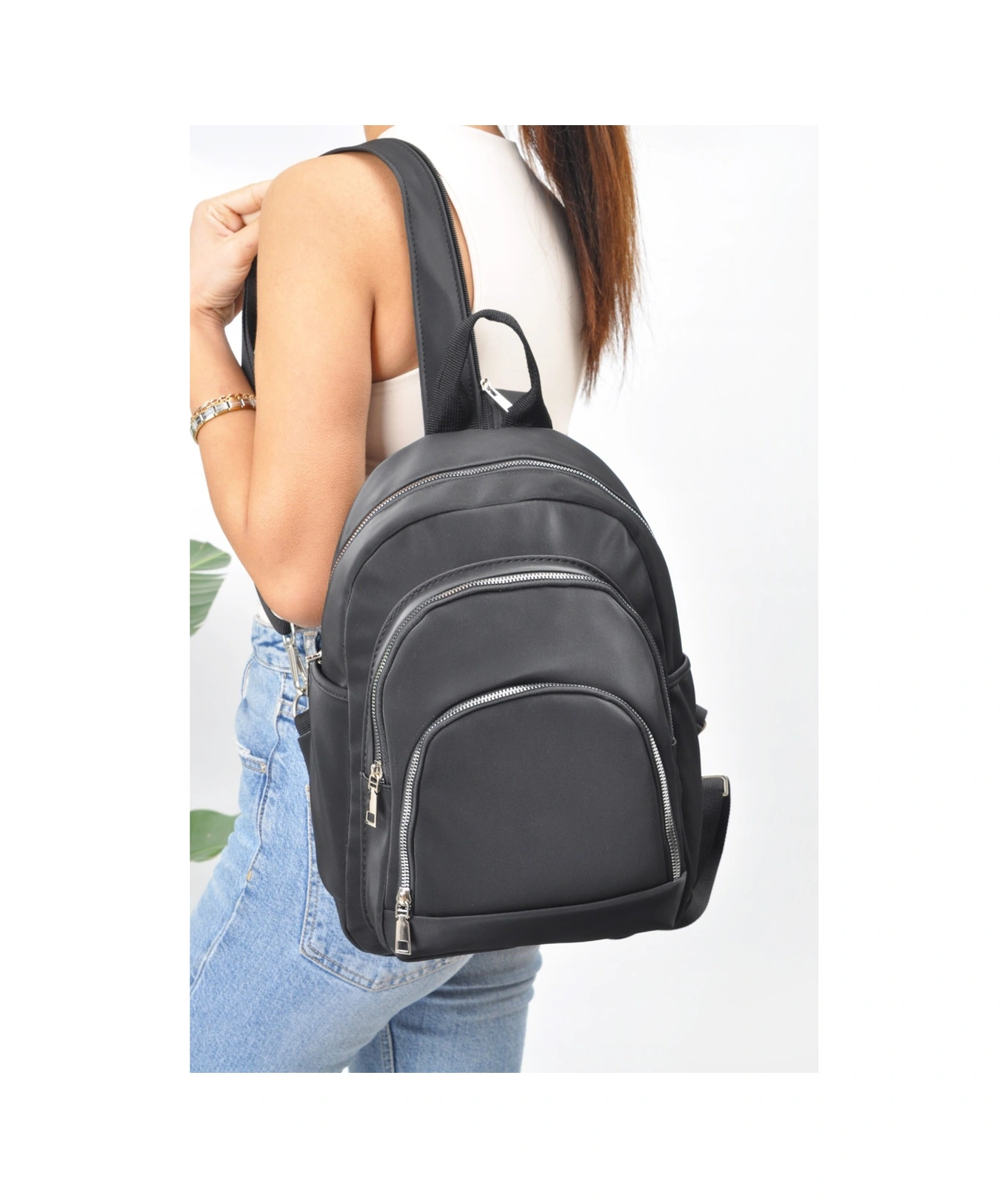 Tezzgelsin Unısex Su Geçirmez Saten Suni Deri Günlük Kullanım Sırt Çantası Siyah