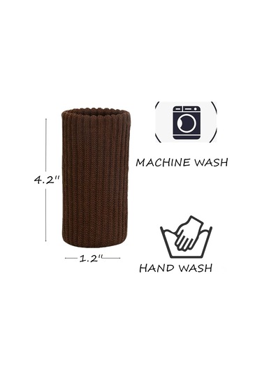 Konesam 6 Adet Kahverengi Mutfak Sandalye Ayak Koruması - Çift Katlı Örgü, Kayma Engeli, Zemin Ve Mobilya Koruması