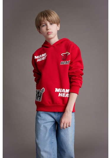 DeFacto Erkek Çocuk NBA Miami Heat Kapüşonlu Sweatshirt D8002A824WNRD70