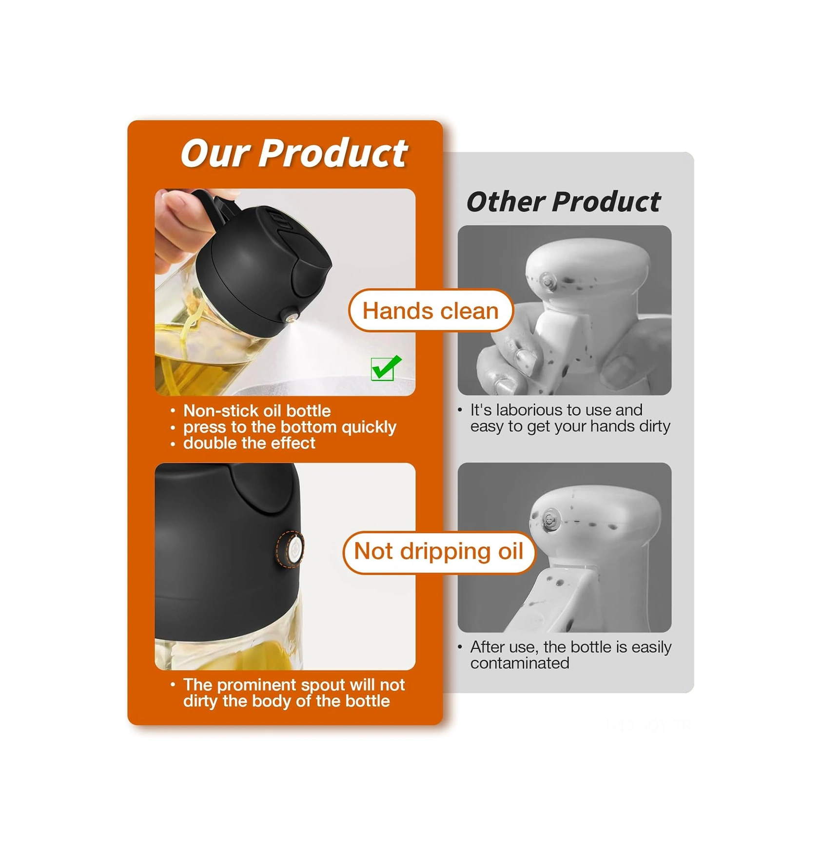 Youmex Mutfak İçin 500ml Cam Yağ Flashtası: Dökme Ve Sprey Fonksiyonu, Damlama Önleyici, Sağlıklı Ve Pratik Kullanım Siyah