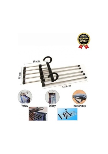 Çok Fonksiyonlu Organizer Katlanabilir Kumaş Kot Eşarp Hareketli Dolap İçi Pantolon Askılığı 5 In 1 Çok Renkli