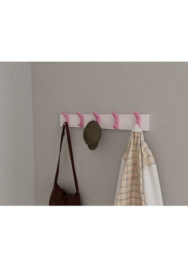 Hepsi3boyutlu Modern Duvar & Kapı Kanca Askılık - 5 Adet Pembe Kanca Askılık - Model No : 2 Pembe