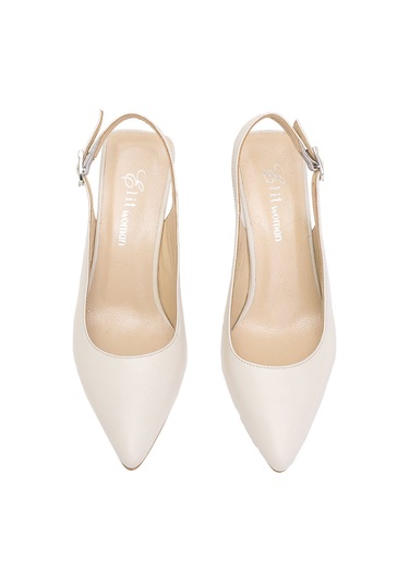 Elit Calissa Kadın Hakiki Deri Klasik Topuklu Ayakkabı Bej Bej