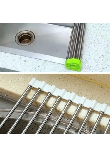 9032947803193drvs1 - Buffer Evye Üstü Katlanır Nihale Paslanmaz Çelik Pratik Sebze Meyve Bulaşık Kurutma Süzgeci Çok Renkli