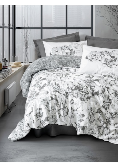 Cotton Box Dual Çift Kişilik Nevresim Takımı Florva Antrasit Antrasit