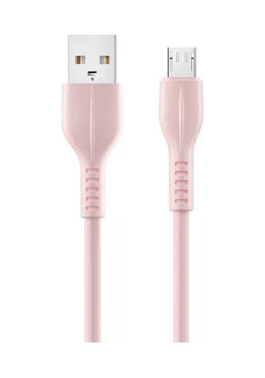 Micro-b Arayüzlü Silikon Kablosu - 2a Hızlı Şarj + Veri Transferi, 1 Metre Uzunluk, Pembe