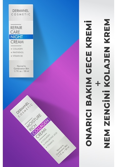Dermanel Nem Zengini Kolajen Krem 50 ML + Dermanel Onarıcı Bakım Gece Kremi 50 ML