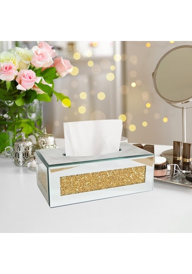 Homyl Mendil Kutusu Kapağı Oturma Odası Dekoru Vanity Tezgahı Altın