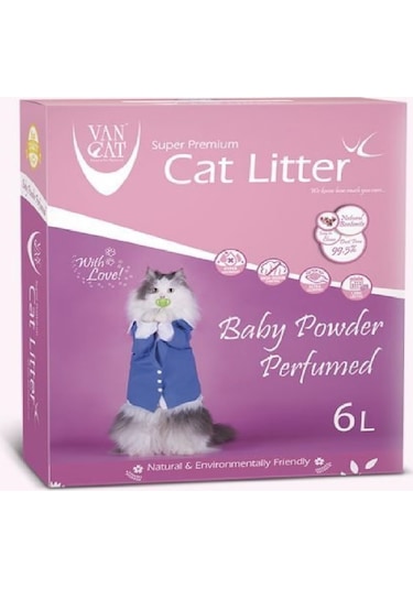 Vancat W180 Bebek Pudrası Kokulu Bentonit Kedi Kumu 6 L