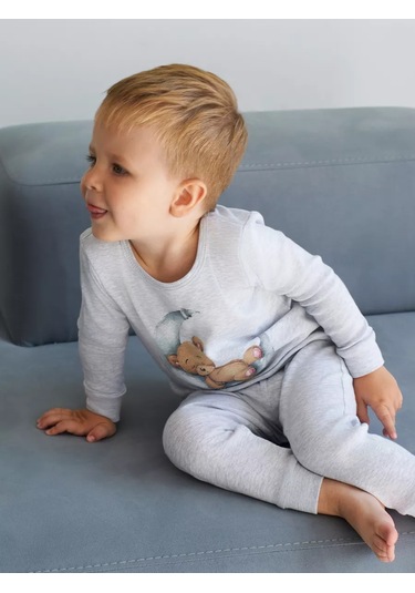 Mami-kids Uzun Kollu Yenidoğan Bebek Pijaması 100023471 Gri