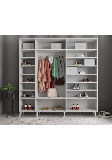 Açelya Portmanto Vestiyer Beyaz - Montaj Dahil 175cm M12