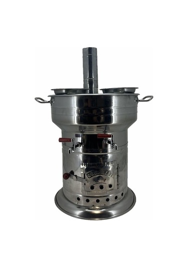 Paslanmaz 304 Çelik 10 L Çift Hazneli Demlikli Semaver