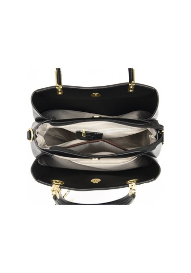 Moda Kadın Çantası Düz Renk Retro Üç Katlı Büyük Kapasiteli Tek Bölmeli Çanta Kadın Moda Kelebek Kolyesiyah Diğer