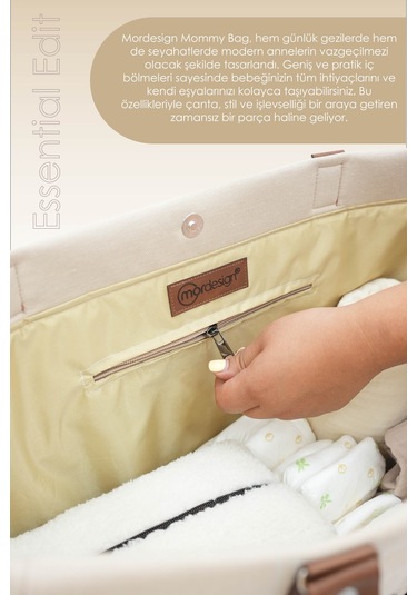 Panama Bag,anne Bebek Bakım Çantası,mommy Bag,cüzdan Hediyeli, Xl Büyük Boy, Essential Edit Serisi Bej