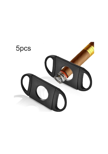 Sones 5 Adet Mini Siyah Paslanmaz Çelik Çift Taraflı Puro Makası Puro Kırıcı Diğer