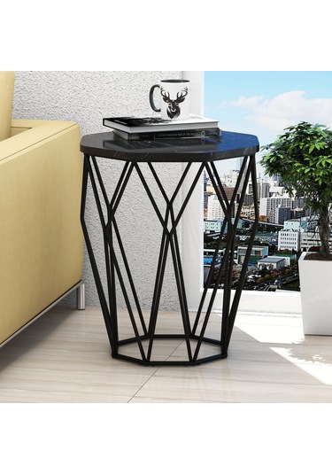 Variant Sofya Metal Yan Sehpa - Siyah Mermer