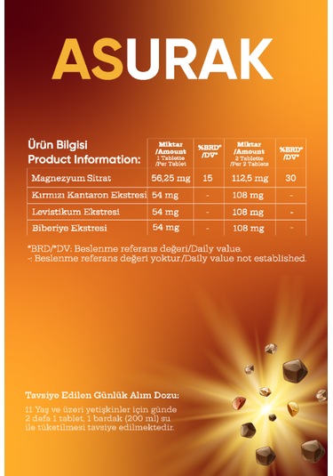 Mdc Asurak Kırmızı Kantaron Magnezyum Sitrat Levistikum Biberiye 30 Tablet