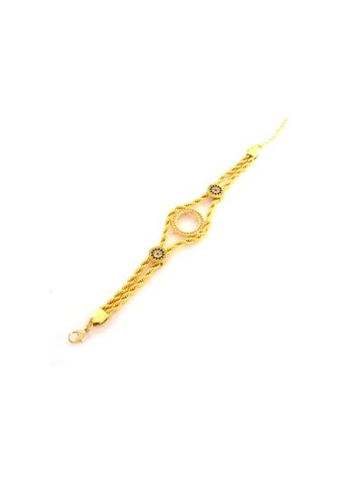 Çeyrek Altın Çerçeve Bileklik Çelik Altın Kaplama Nazar Boncuklu Altın