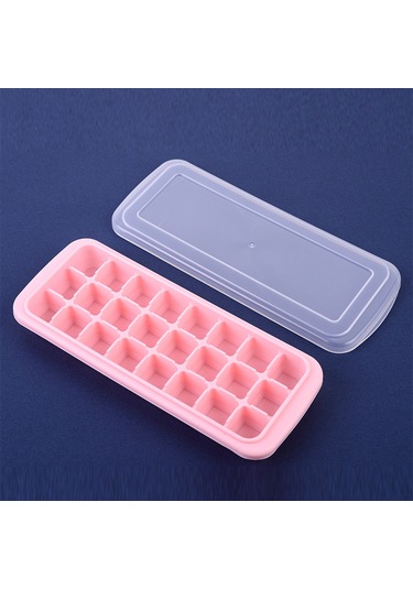 Kosona Ev Ve Bar Kullanıma Uygun 24 Hücreli Kapaklı Silikon Buzluk, Pembe Renkli Sağlıklı Buz Çekirdeği Hazırlama Kutusu Çok Renkli