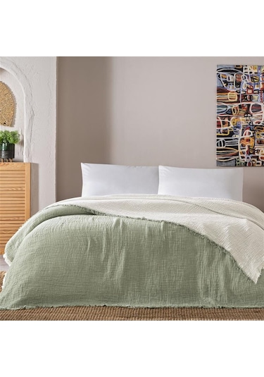 Linens Coraux Pamuk Muslin Çift Kişilik Pike Haki Haki