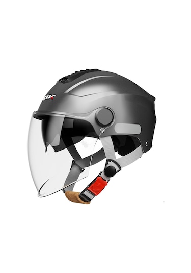 Eternal Luck Bk-309 Elektrikli Bisiklet Kaskı Dört Mevsim Açık Yarım Kask Siyah Gri - Gümüş