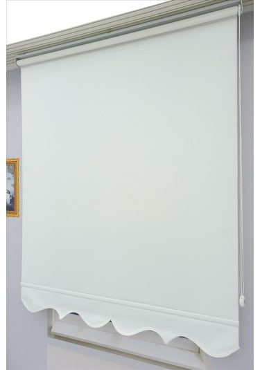 Kalın Keten Stor Zebra Güneşlik Perde Etekli Alüminyum Kasa & Boru, Ithal Kumaş Beyaz