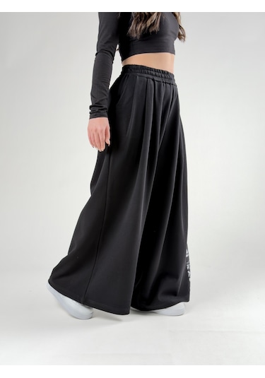 Cocopelli Desenli Siyah Oversize Kadın Samurai Pantolon Coc2775 Siyah