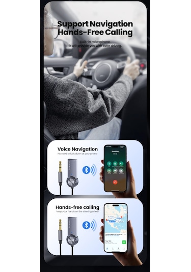 Toocki Bluetooth Araç Kiti 5.1 Navigasyon Destekli Hi-fi Ses