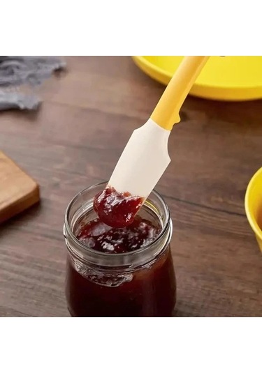 Trendooze Gaojunshop01 Sarı Silikon Spatula Kavanoz Kazıyıcı Ergonomik Sap Yapışmaz Dayanıklı Mutfak Aleti