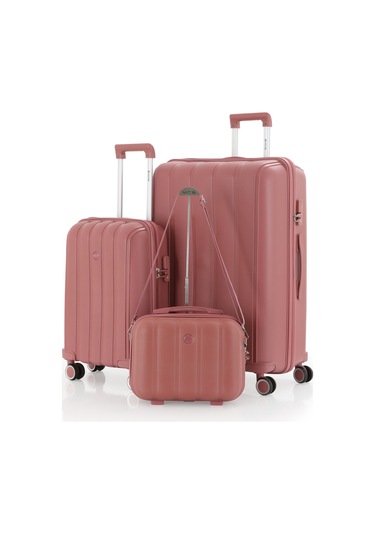 Mçs Polipropilen 3lü Valiz Seti Büyük & Kabin & Makyaj V305 S21yy1000082-set 00418 Koyu Pudra
