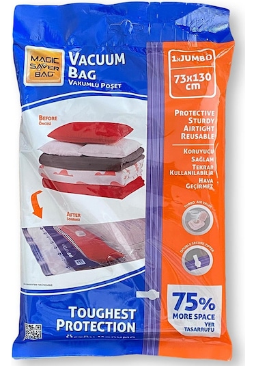 Vakumlu Hurç Poşet Jumbo Beden 73x130 Cm Şefaf