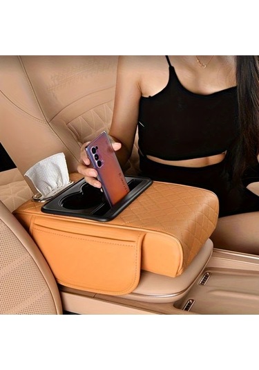 Xuweiwei Cayenne Araç Kolçak Çantası Bardak Telefon Tutucu Bambu Desenli Pvc Deri