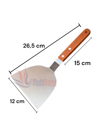 Ahşap Saplı Paslanmaz Çelik Spatula / Pasta Börek Hamburger Tatlı