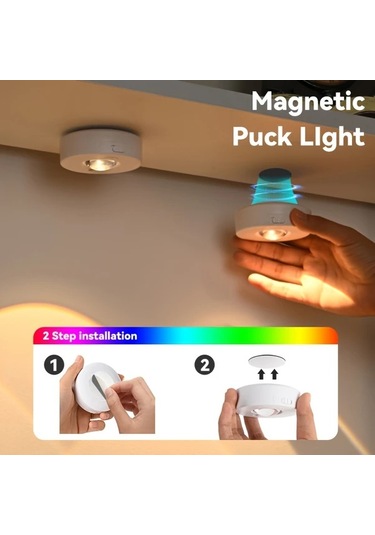 Willowhaven 3 Paket Şarj Edilebilir Led Gece Lambası Uzaktan Kumandalı Rgb Ve Sıcak Beyaz Işık, Aydınlatma Ahşap