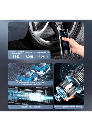 Xiyyadms Taşınabilir Akıllı Dijital Hava Basınçlı Elektrikli Şişirme Pompası - Araçlar Ve Şişme Yataklar İçin