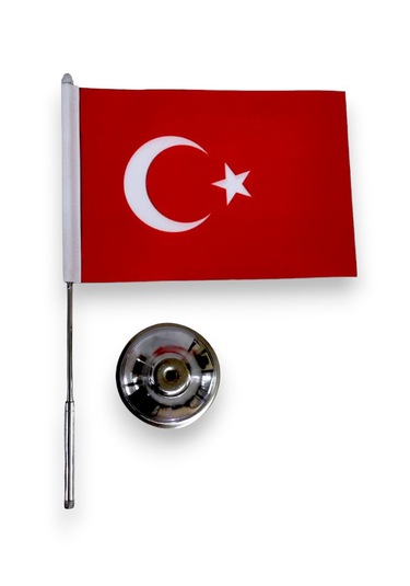 Türk Masa Bayrağı Tek Direkli Krom Kaplama