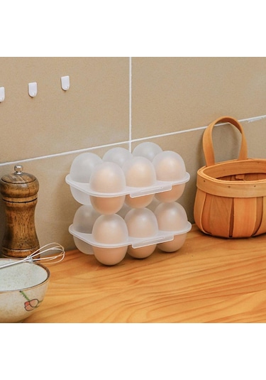 2 Gözlü 6 Gözlü Saklama Kutusu Şeffaf Yumurta Tepsisi Taşınabilir Yumurta Kartonu Kamp 2 Izgara