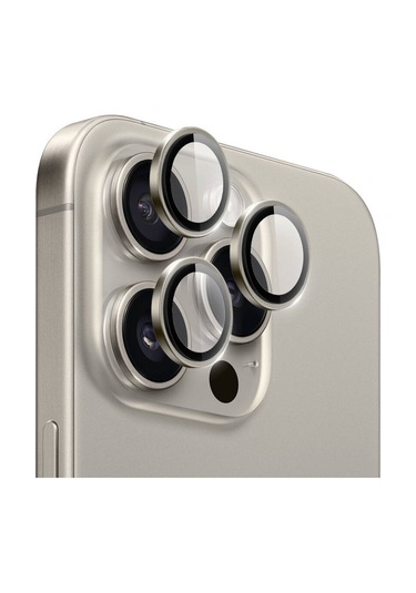 İphone 16 Pro Uyumlu Metal Çerçeveli Kamera Lens Koruyucu-gri