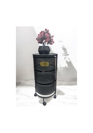 Magic Objects 3 Katlı Siyah Açılır Kapanır Sebzelik Siyah